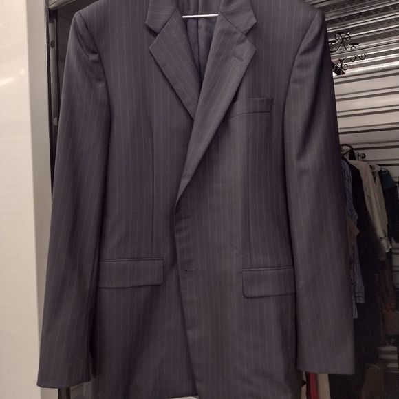 Hicky Freeman Lora Piana made in the USA black gray stripe 2 button sport coat - Picture 12 of 13